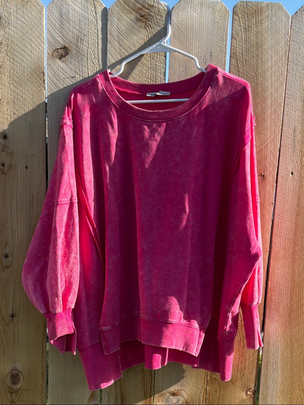 Zenana Outfitters Faded Hot Pink Oversized Pullover Sweater